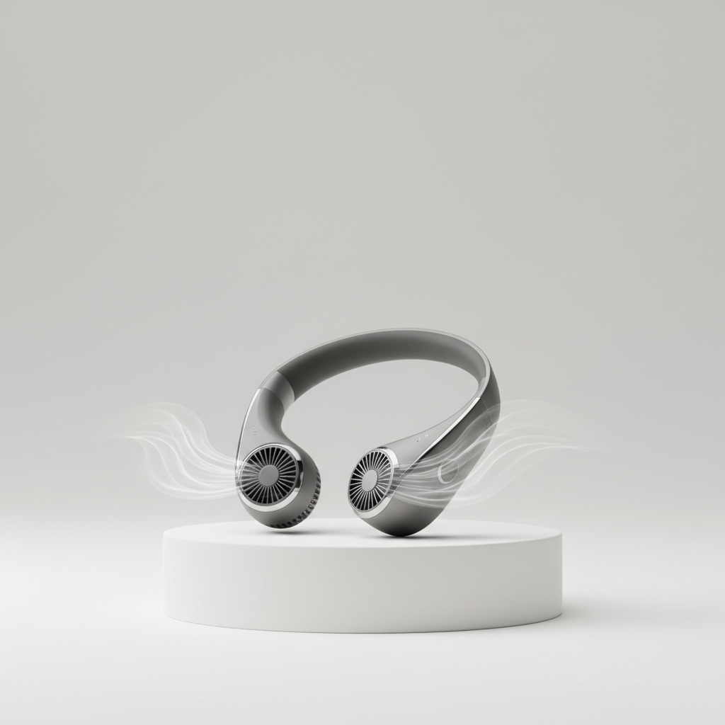 Portable neck fan product showcase